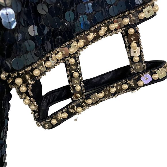 Lime Nite Women's Navy Sequin Dress Size 10 - Picture 4 of 9